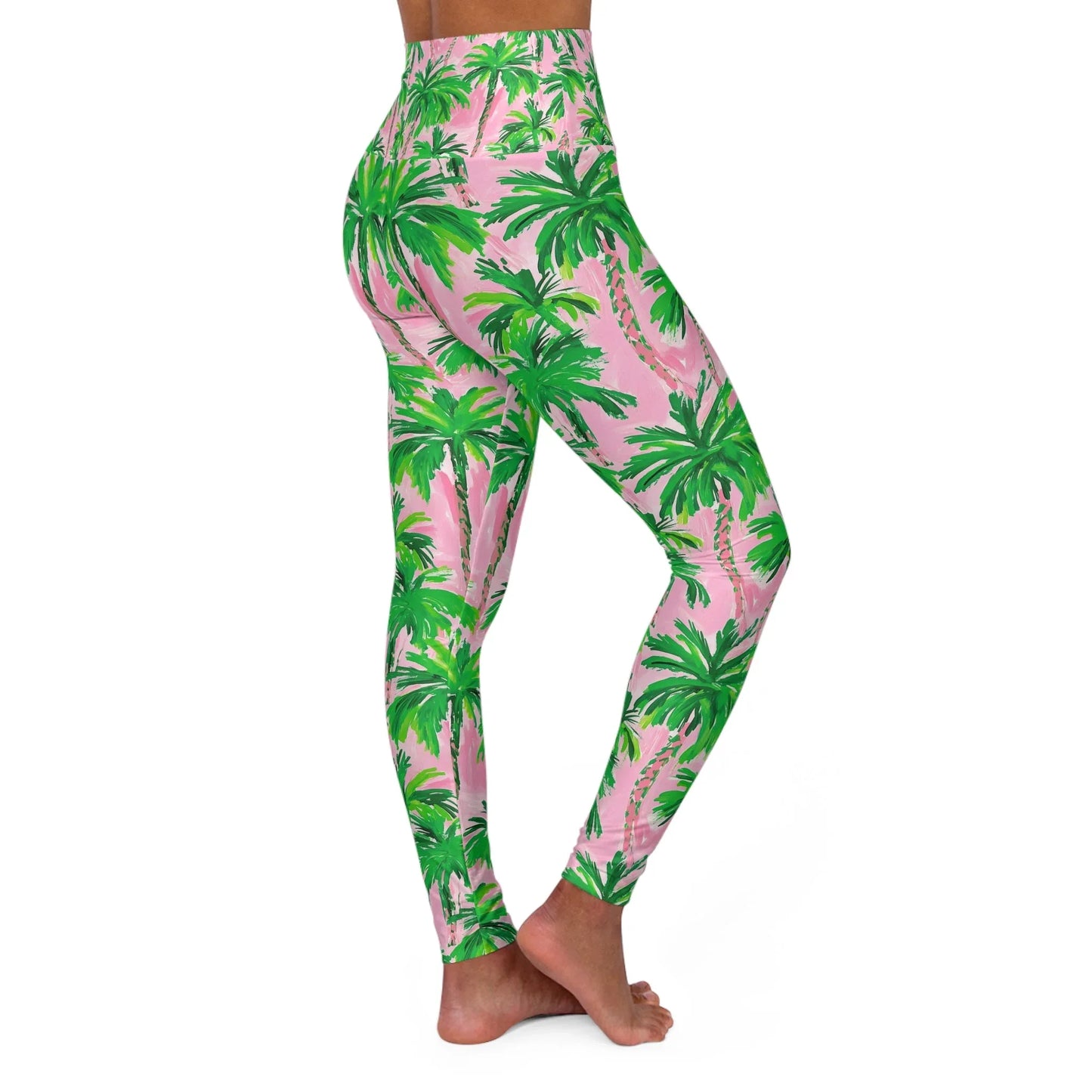 Palm Beach High Waisted Yoga Leggings - All Over Prints
