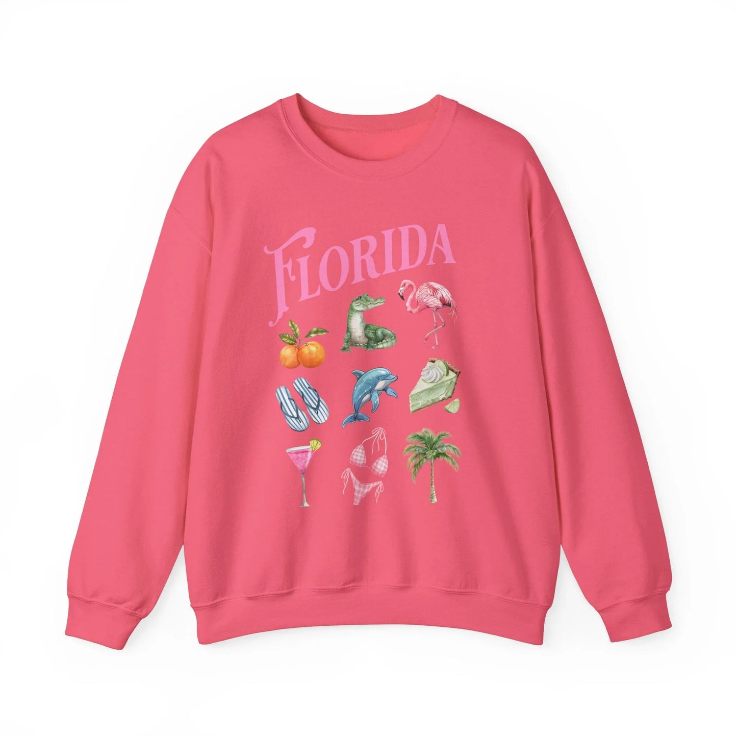Palm Paradise Sweatshirt | Unisex - Safety Pink / S