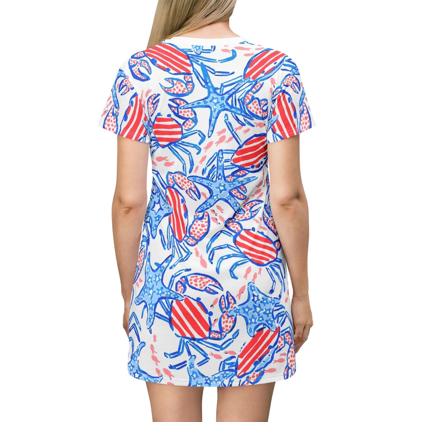 Patriotic Crab & Seashell T-Shirt Dress - All Over Prints