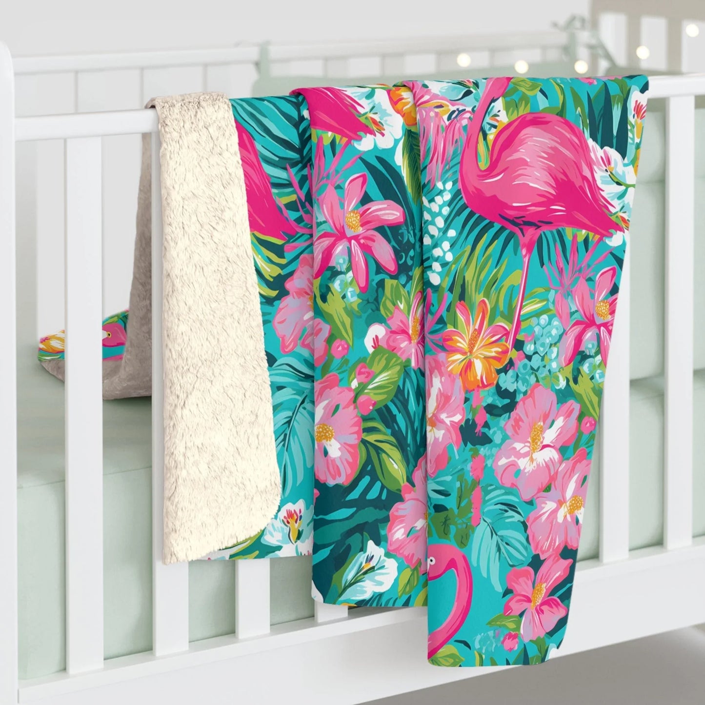 Pink Paradise Sherpa Fleece Blanket - 50’’ × 60’’ - Home Decor