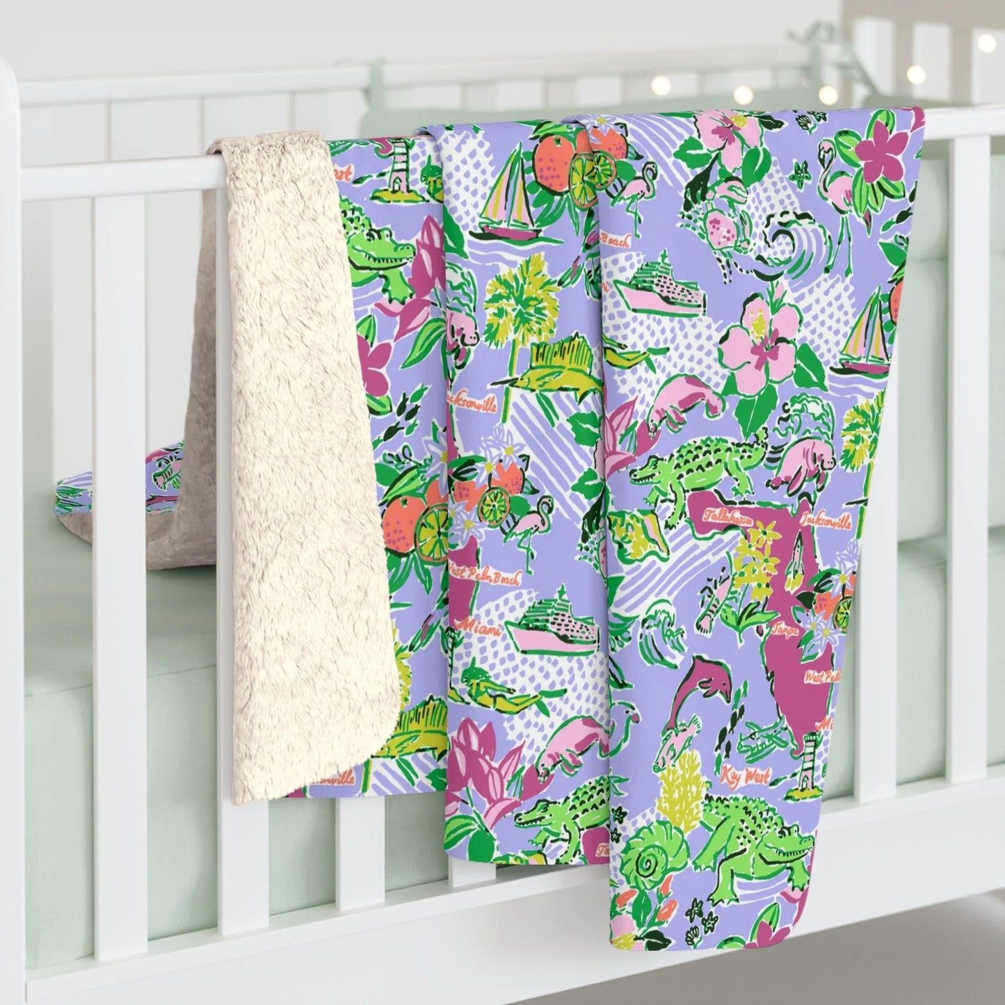 Sunshine State Sherpa Fleece Blanket - 50’’ × 60’’ - Home Decor