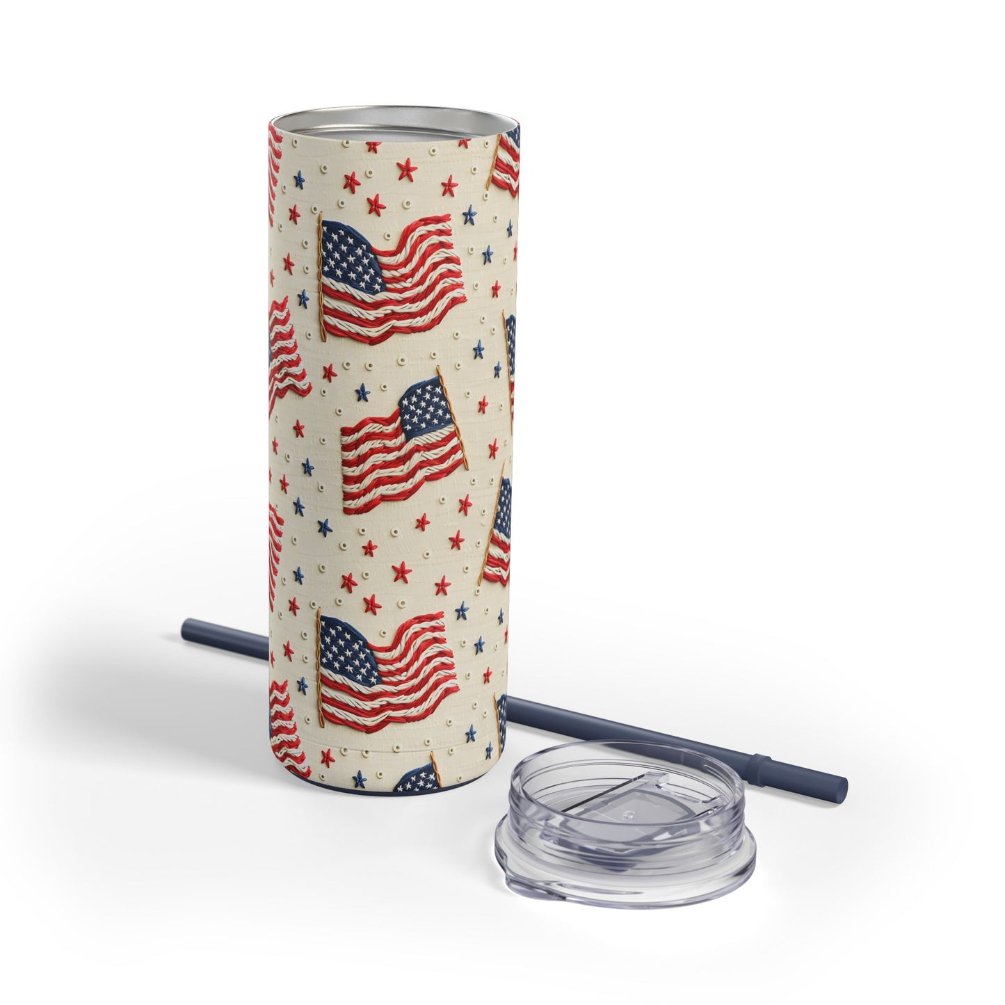 Flag of Freedom Skinny Tumbler with screw-on slide