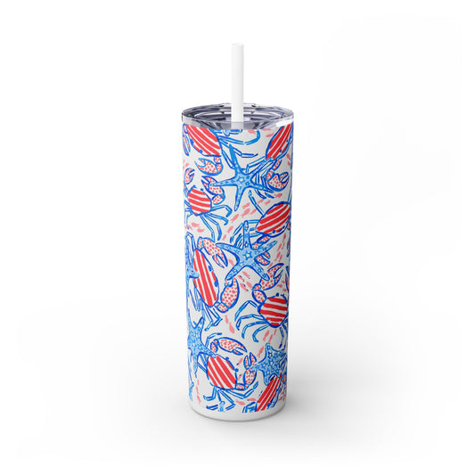 Patriotic Crab & Seashell Skinny Tumbler