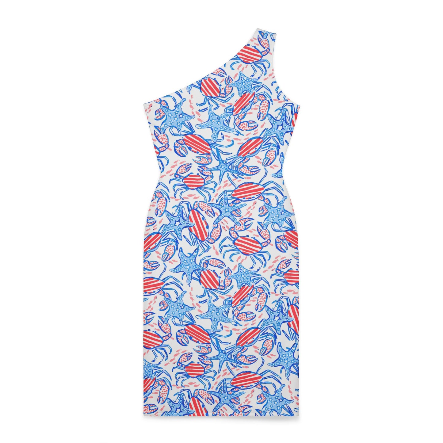 Patriotic Crab & Seashell One Shoulder Dress