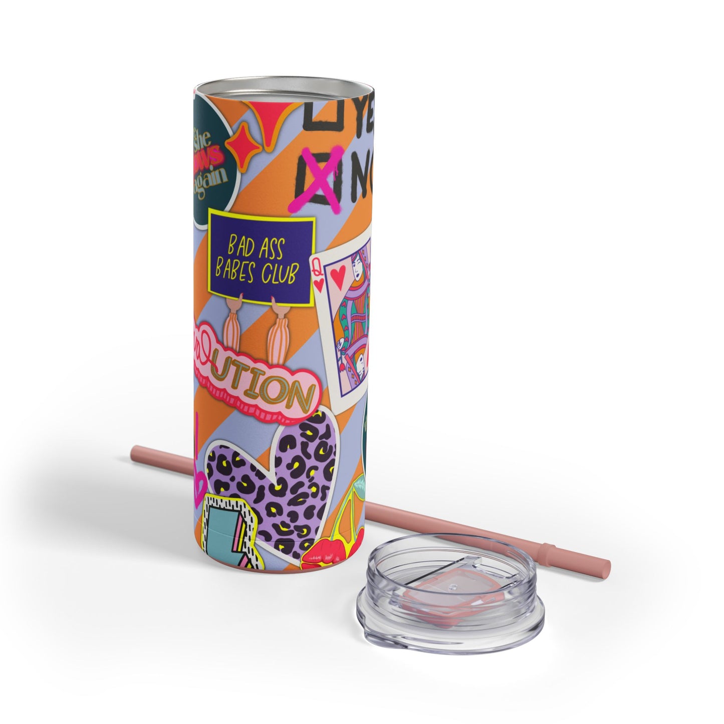 Girl Power Revolution Skinny Tumbler with screw-on slide