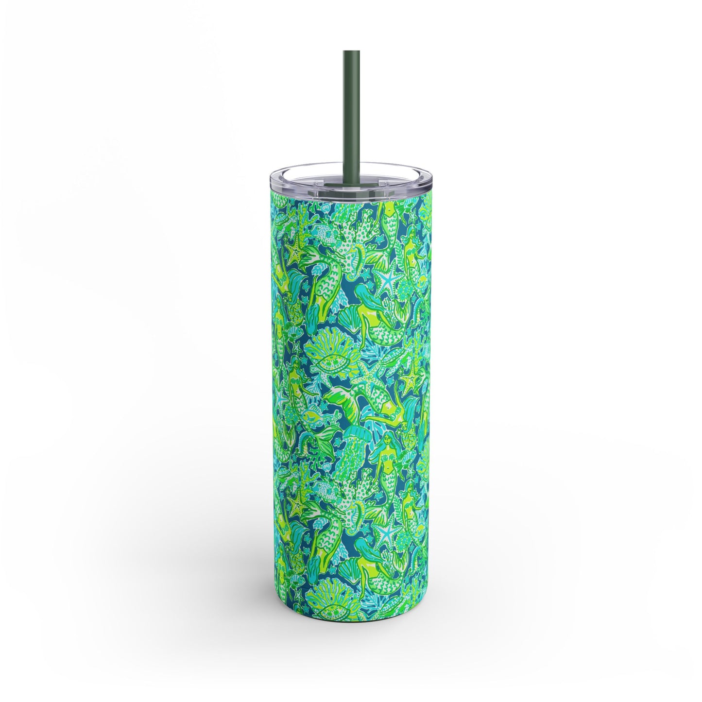 Emerald Mermaid Skinny Tumbler with screw-on slide