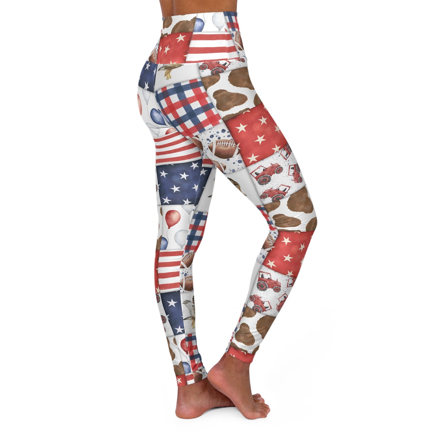 Patriot Patchwork High Waisted Yoga Leggings