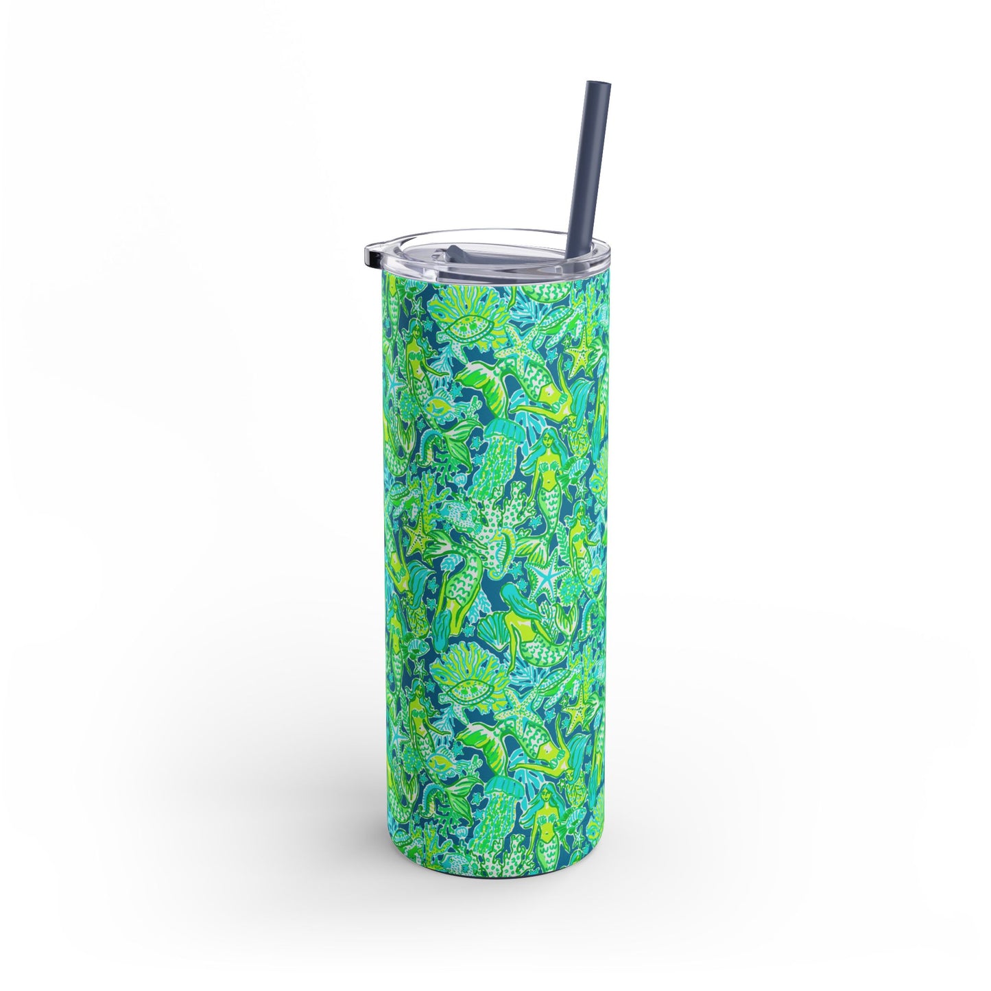 Emerald Mermaid Skinny Tumbler with screw-on slide