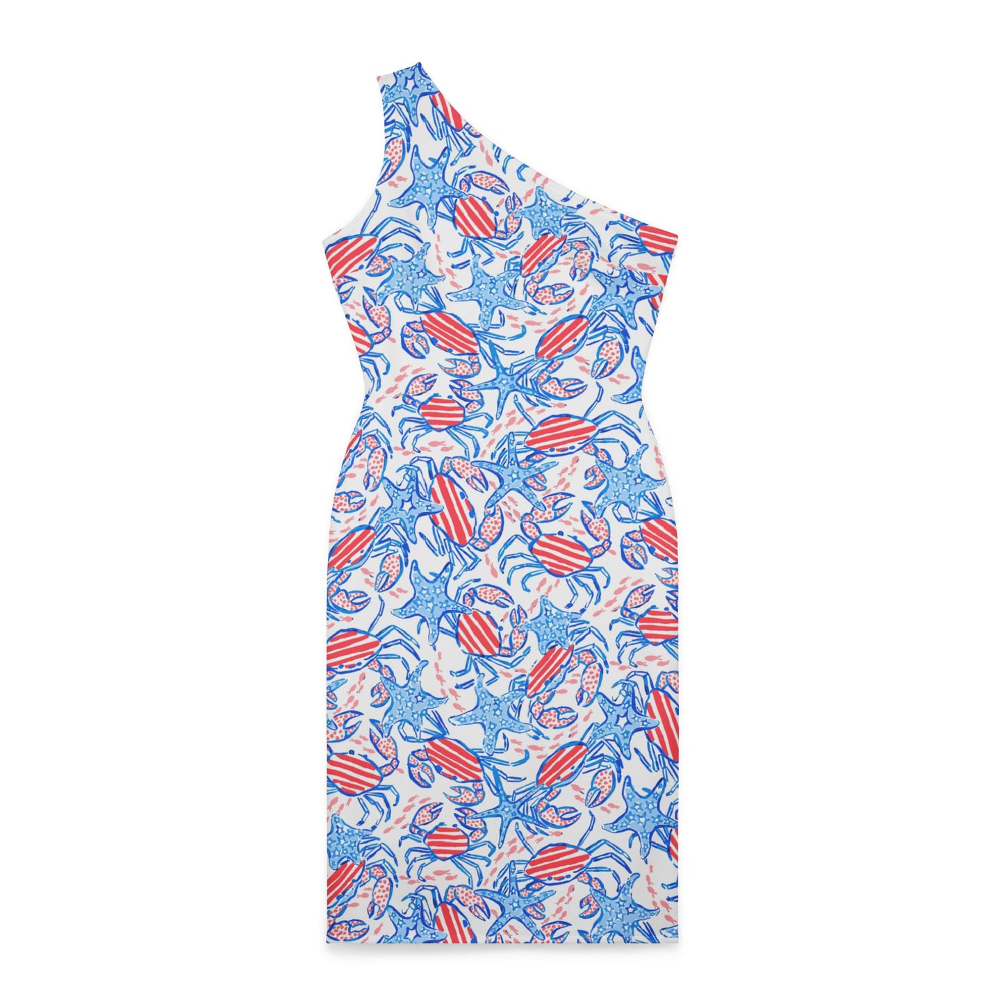 Patriotic Crab & Seashell One Shoulder Dress