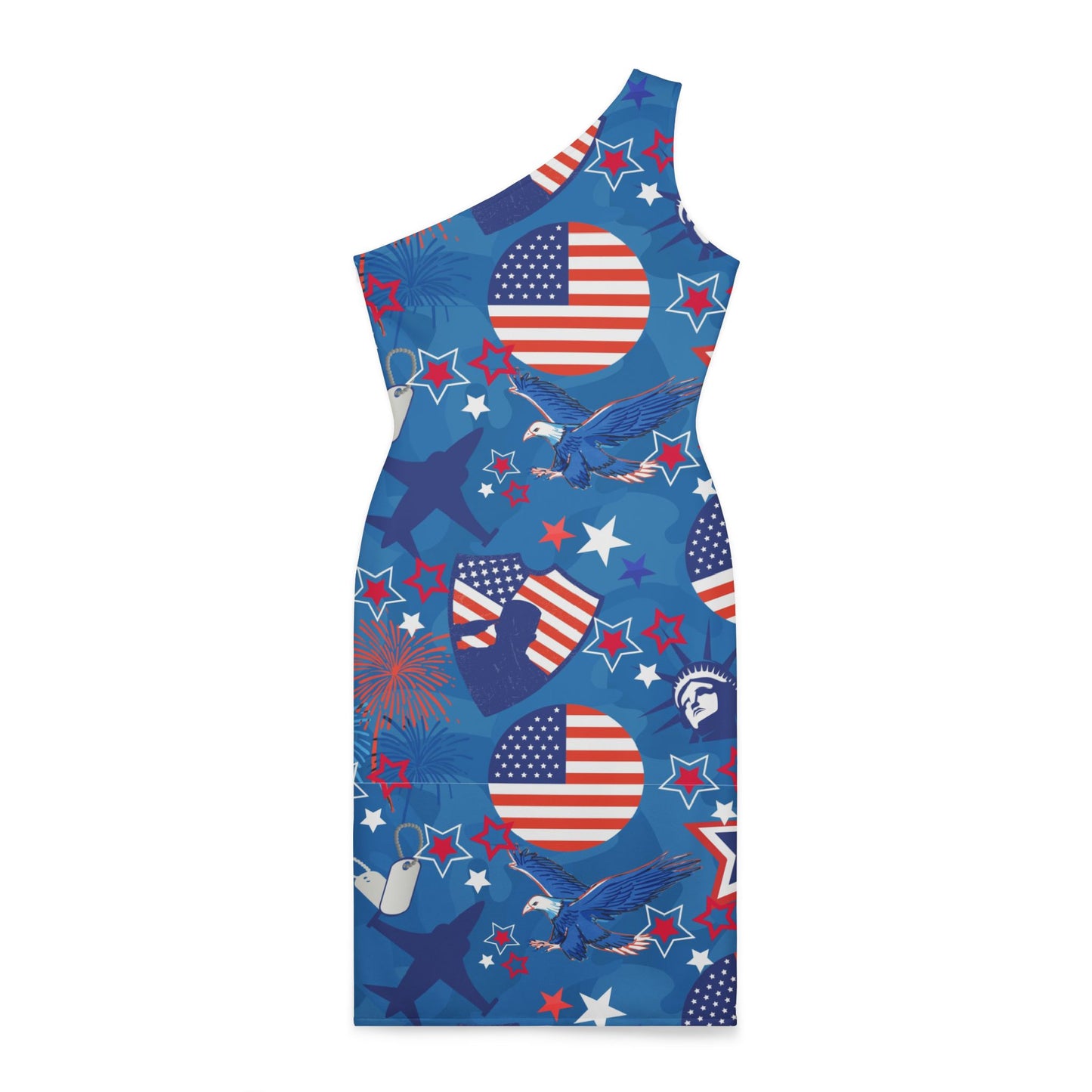 Patriot Duty One Shoulder Dress