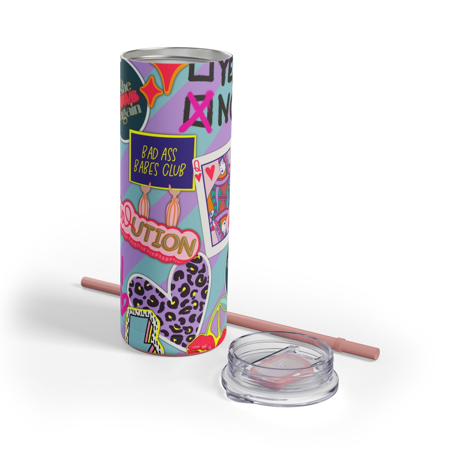 Girl Power Revolution Skinny Tumbler with screw-on slide