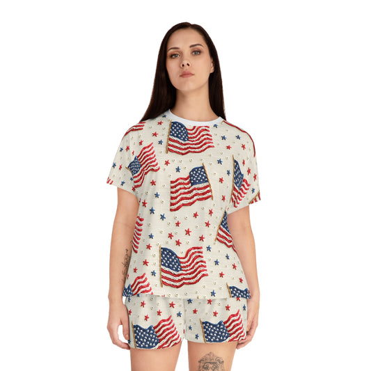 Flag of Freedom Women's Short Pajama Set