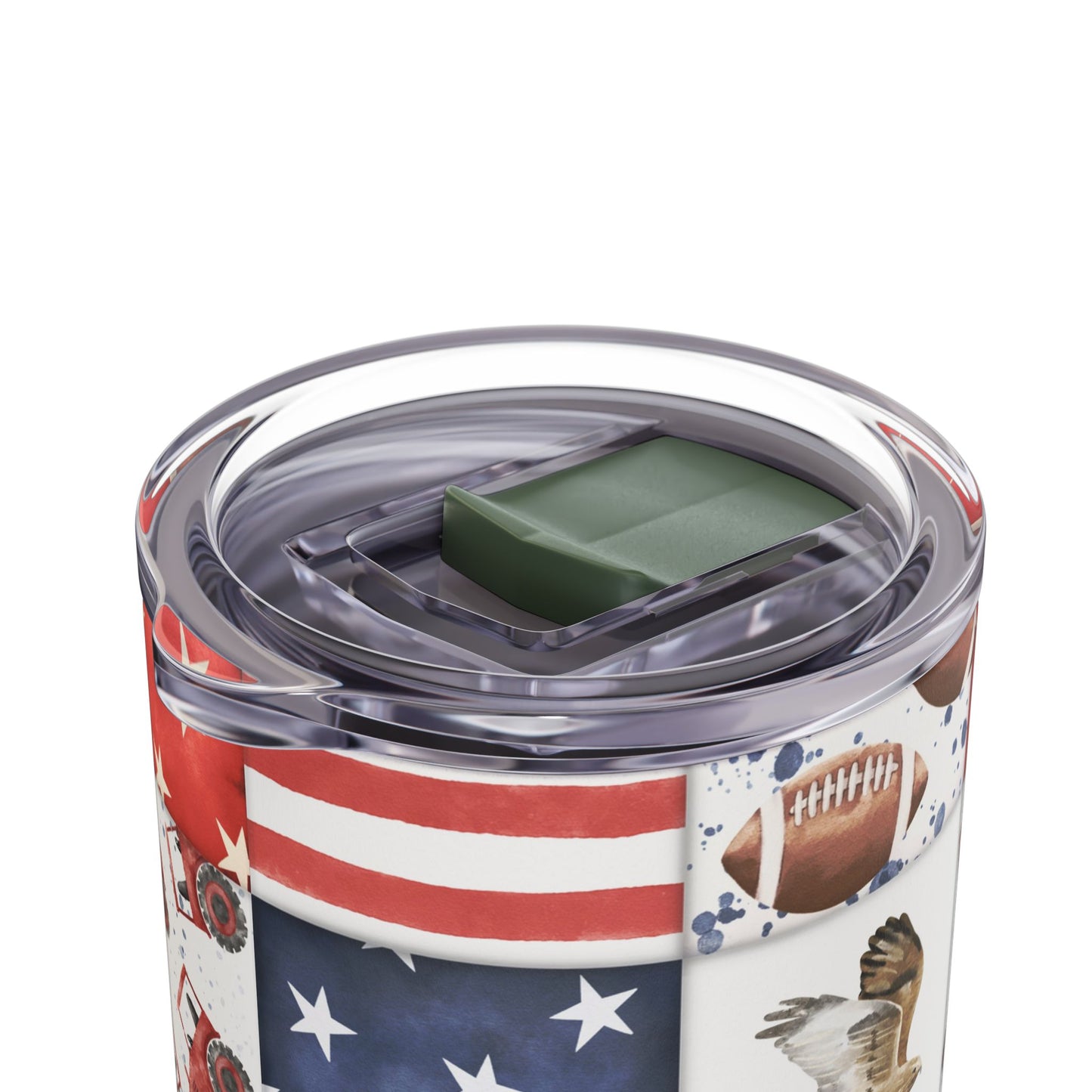 Patriot Patchwork Skinny Tumbler with screw-on slide