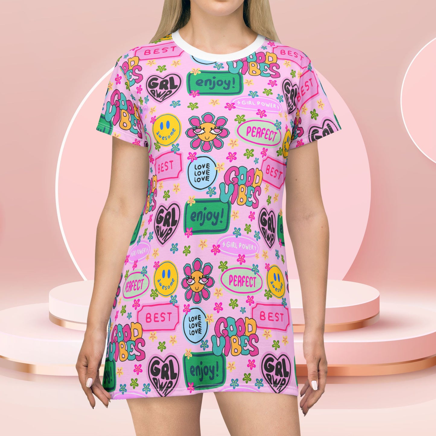 Girl Power, Good Vibes T-Shirt Dress