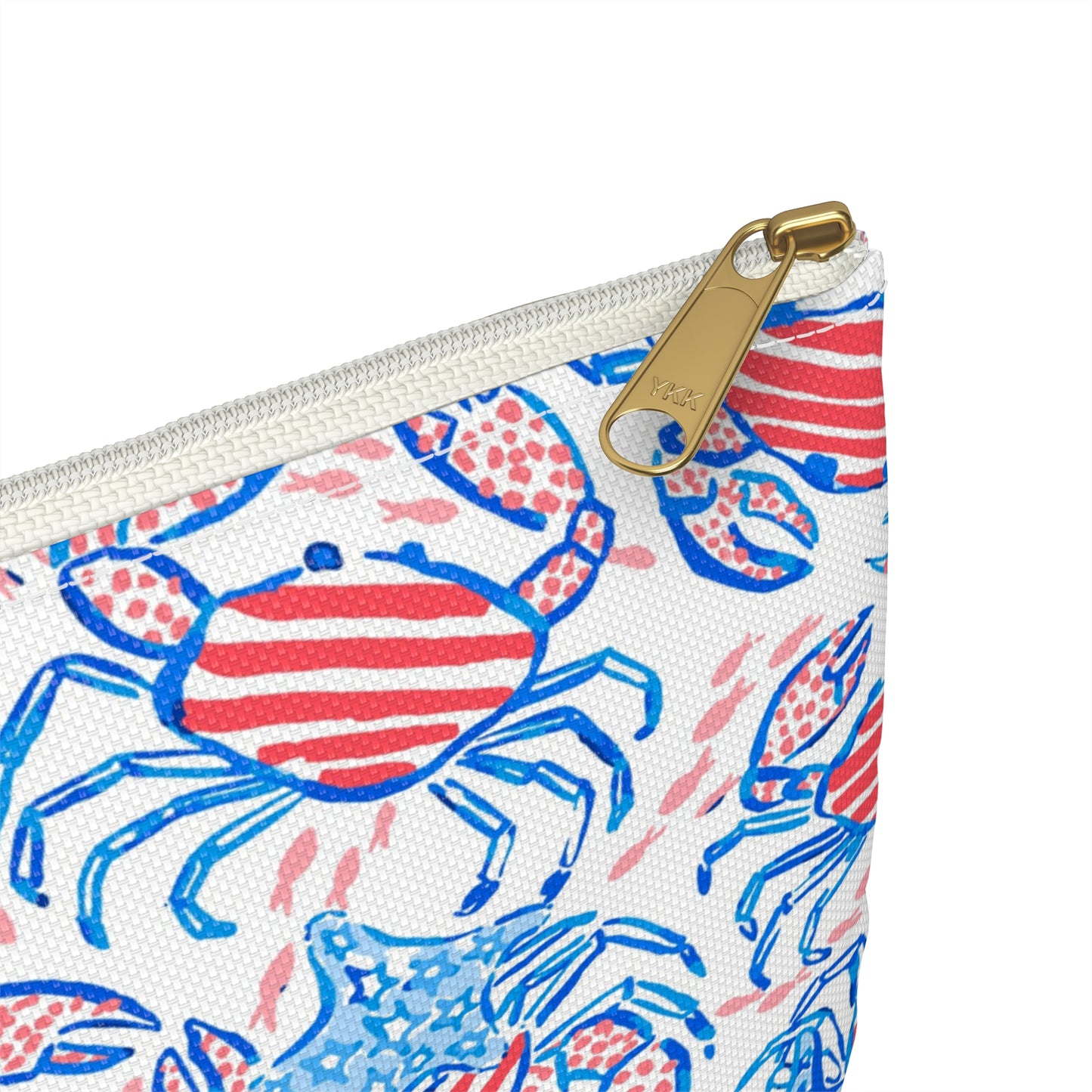 Patriotic Crab & Seashell Accessory Pouch