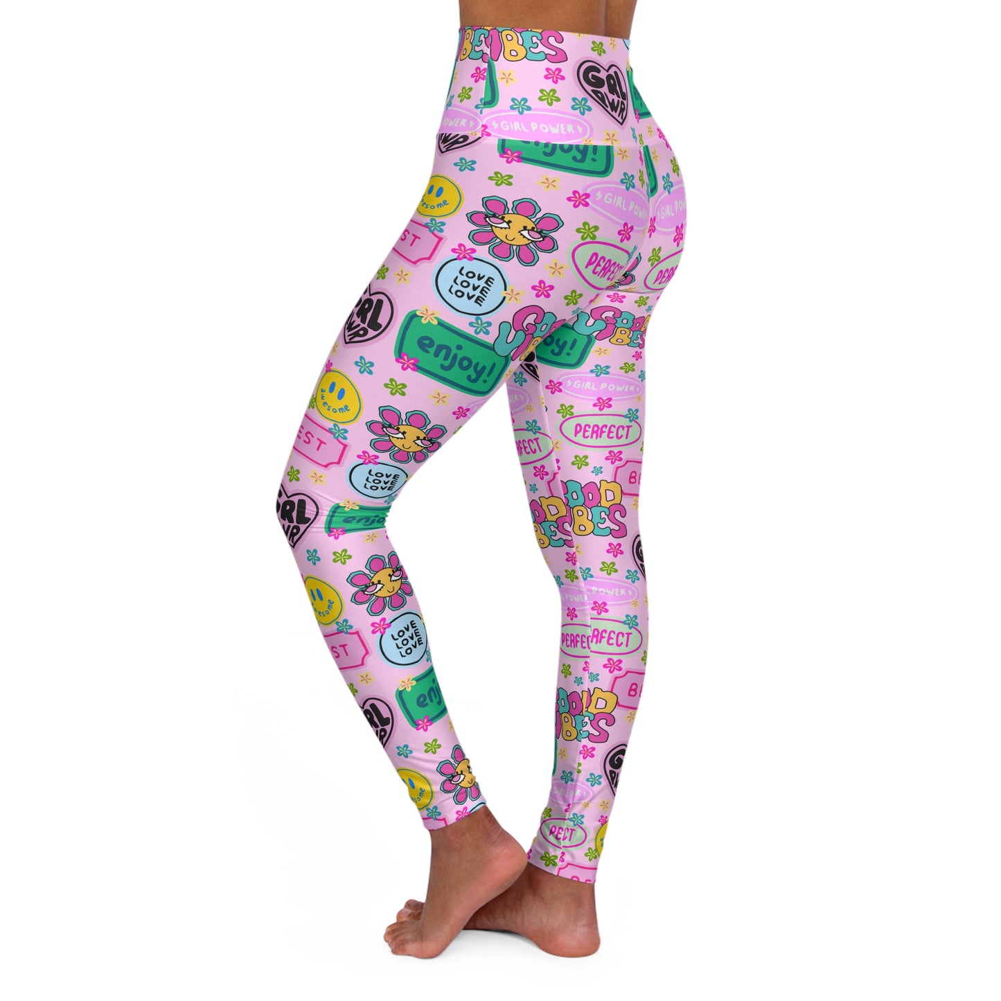 Girl Power, Good Vibes High Waisted Yoga Leggings