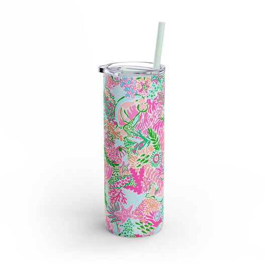Manatee Paradise Skinny Tumbler with screw-on slide