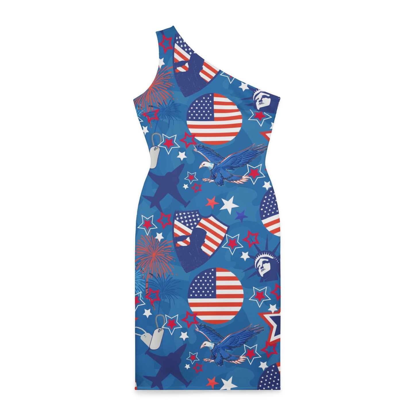 Patriot Duty One Shoulder Dress