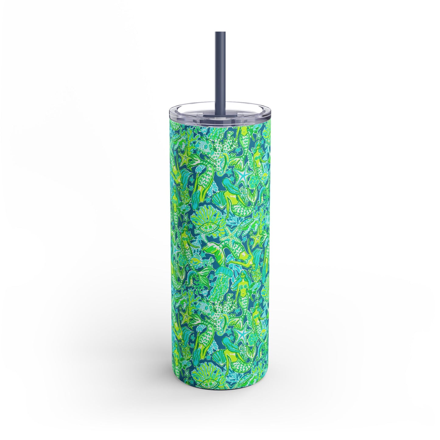 Emerald Mermaid Skinny Tumbler with screw-on slide