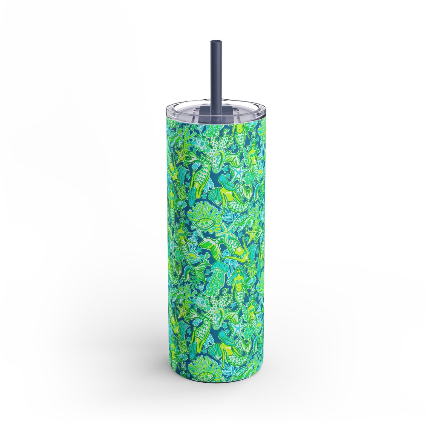 Emerald Mermaid Skinny Tumbler with screw-on slide