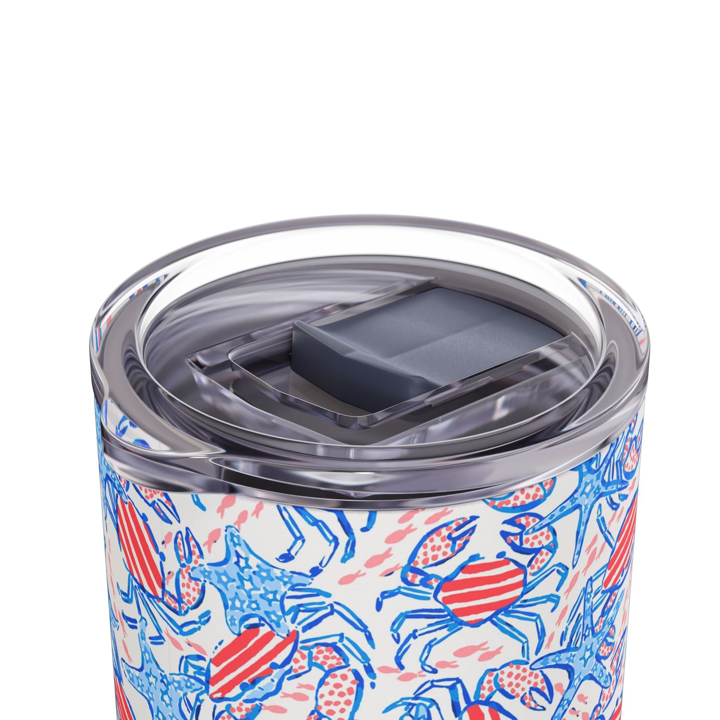 Patriotic Crab & Seashell Skinny Tumbler with screw-on slide