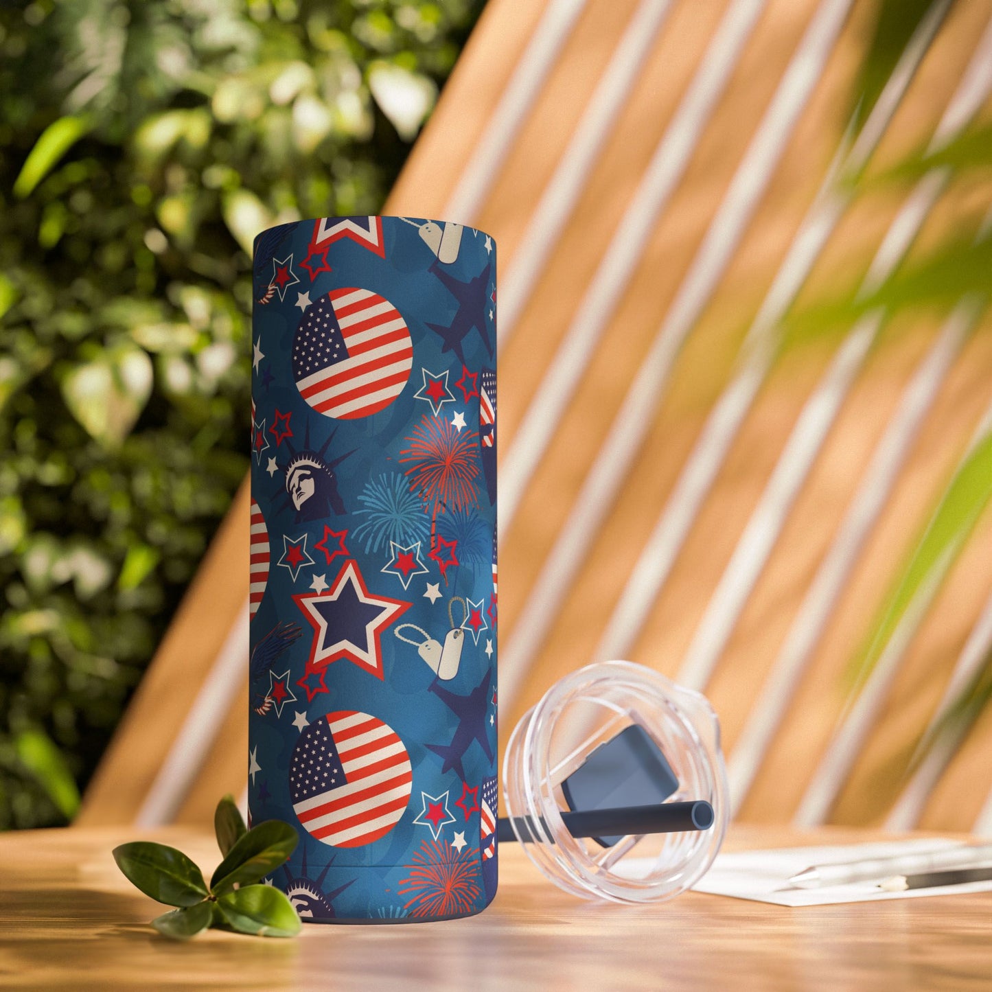 Patriot Duty Skinny Tumbler with screw-on slide