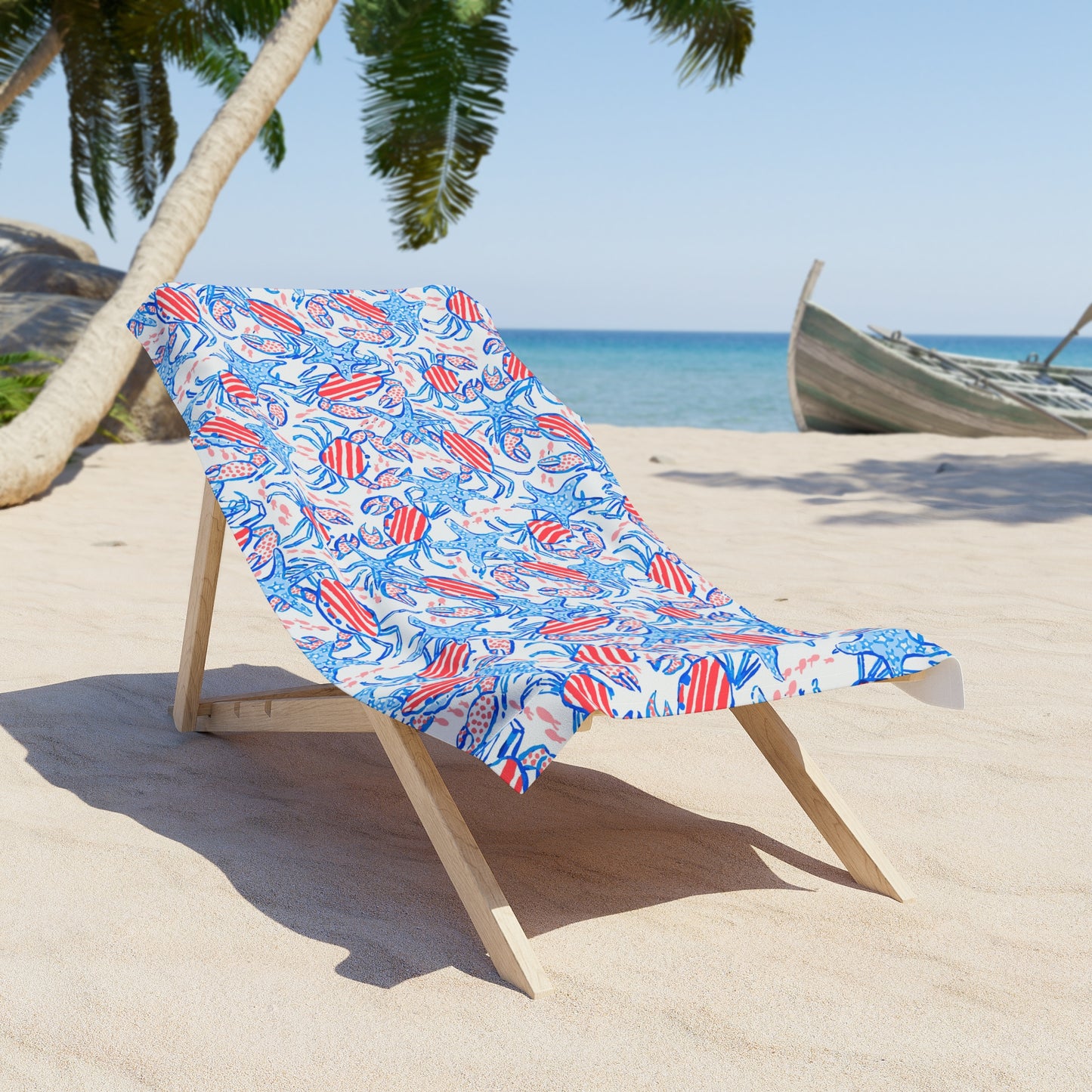 Patriotic Crab & Seashell Towel