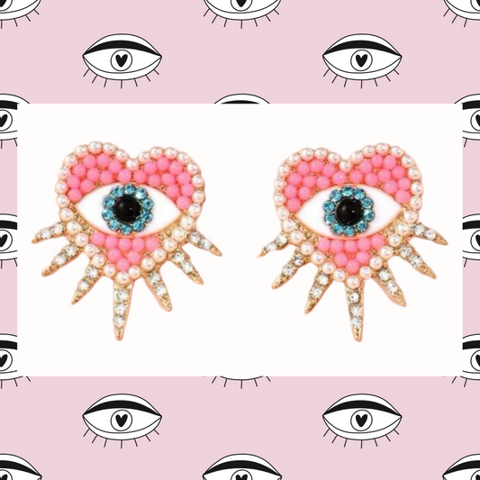 Enchanted Pink Evil Eye Earrings