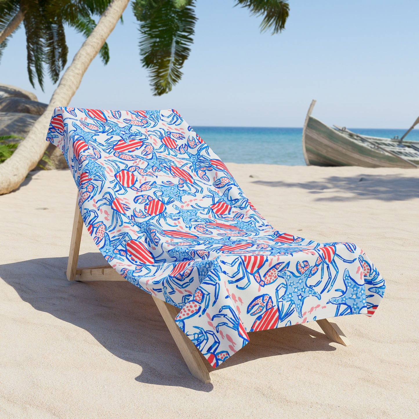 Patriotic Crab & Seashell Towel