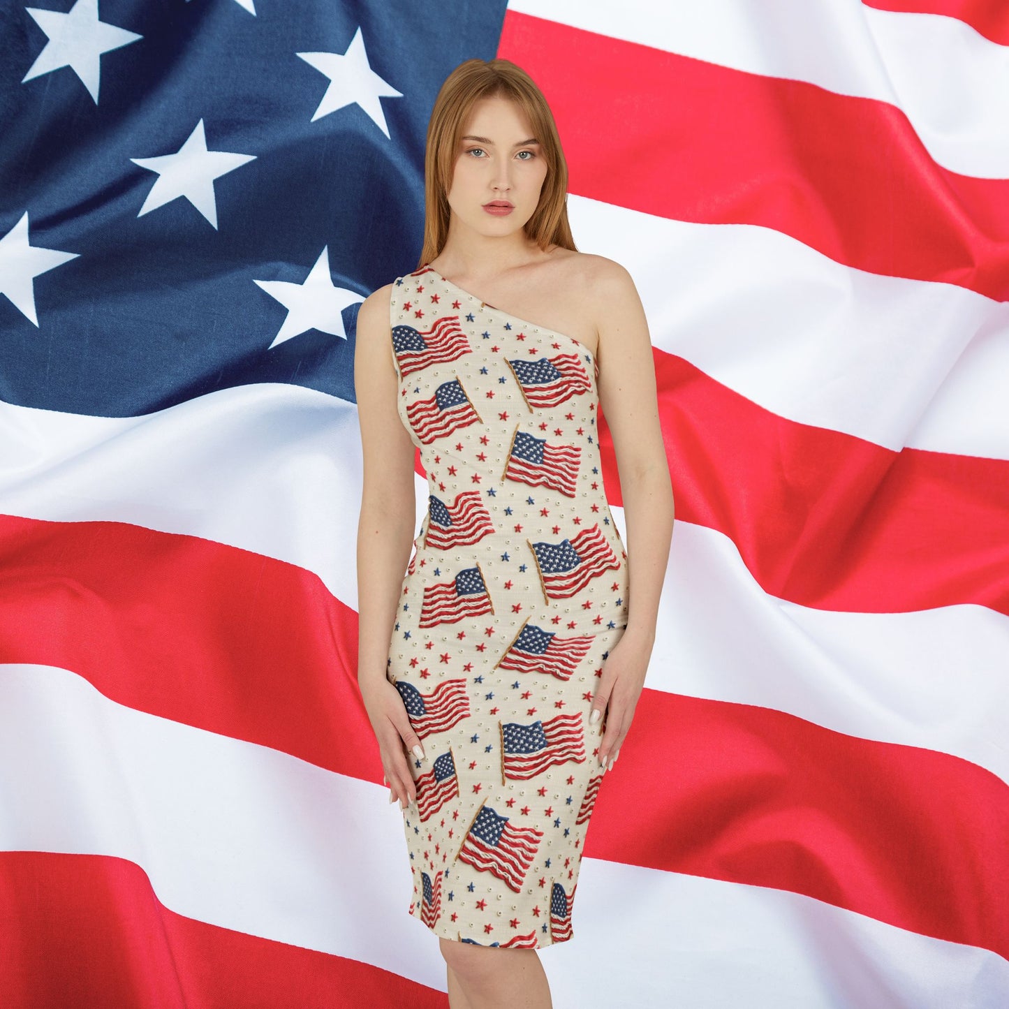 Flag of Freedom One Shoulder Dress