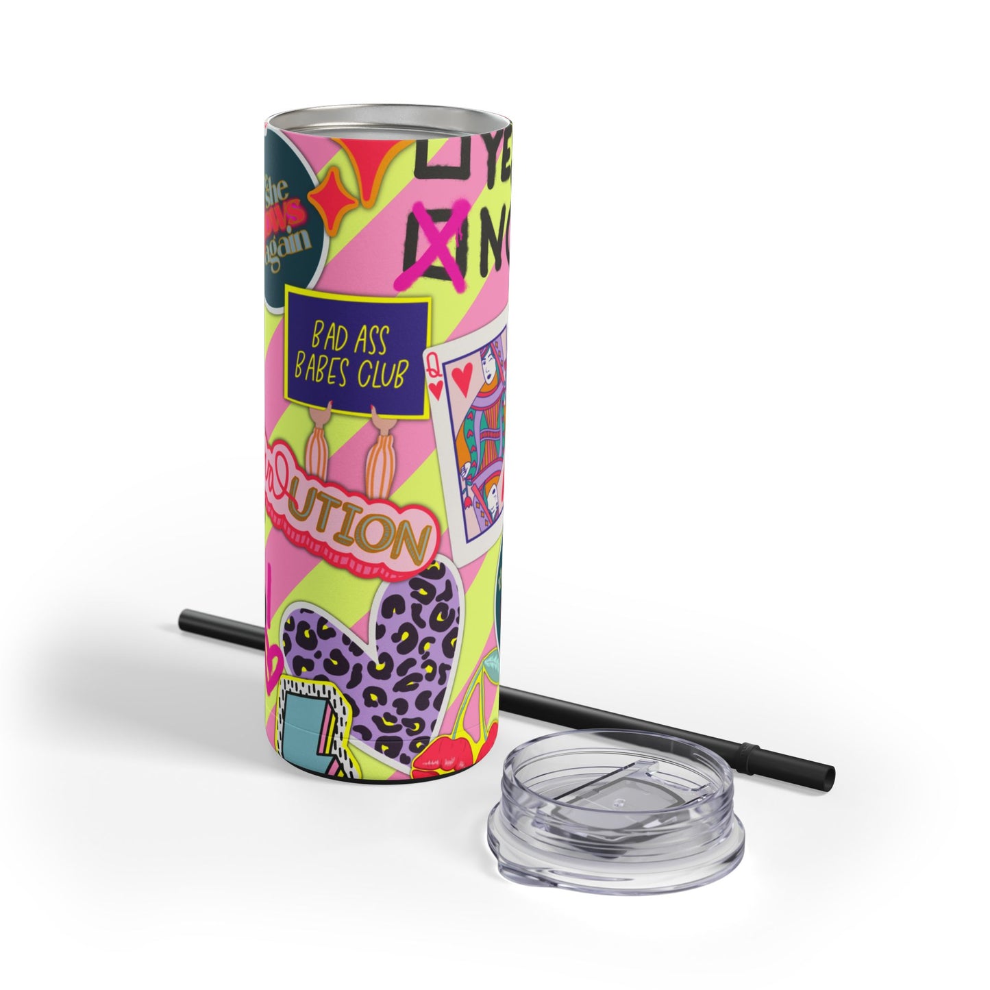 Girl Power Revolution Skinny Tumbler with screw-on slide