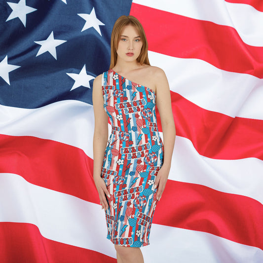 Patriotic Babe One Shoulder Dress