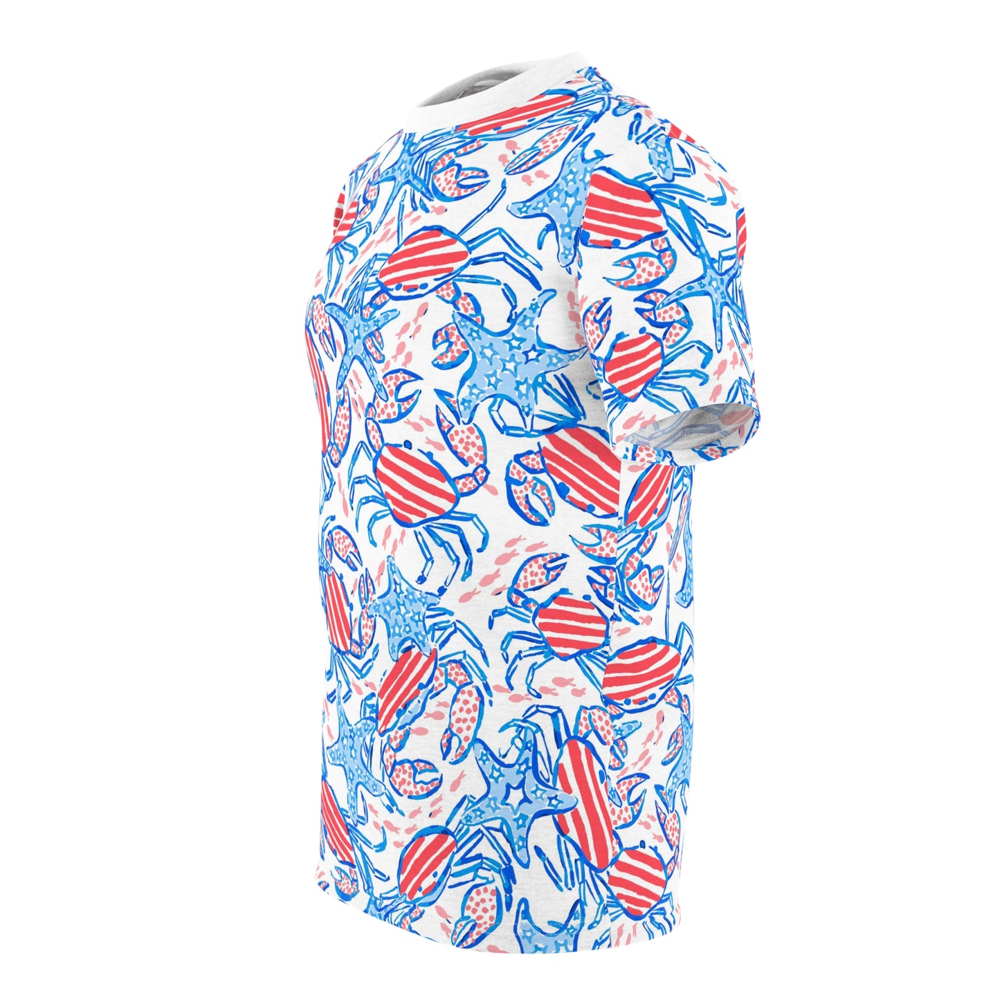 Patriotic Crab & Seashell All-Over-Print T-Shirt