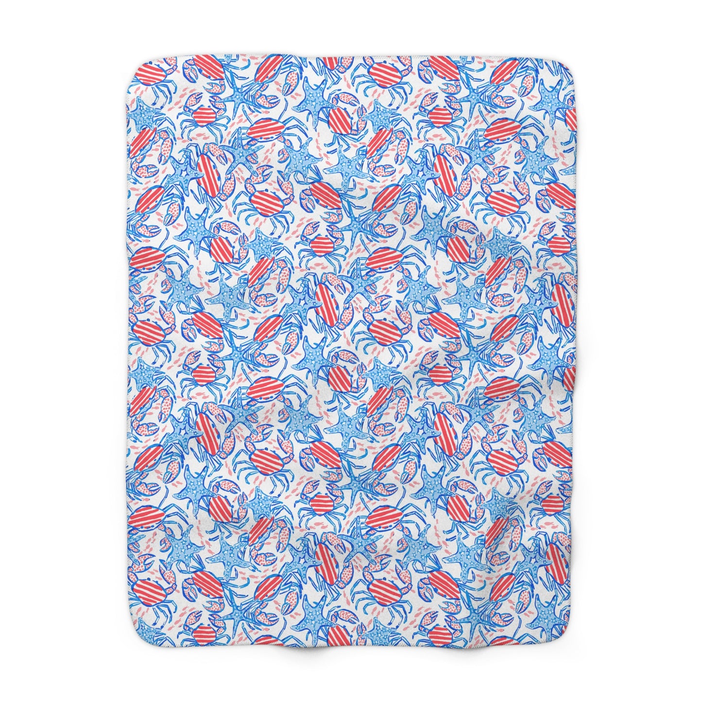 Patriotic Crab & Seashell Sherpa Fleece Blanket