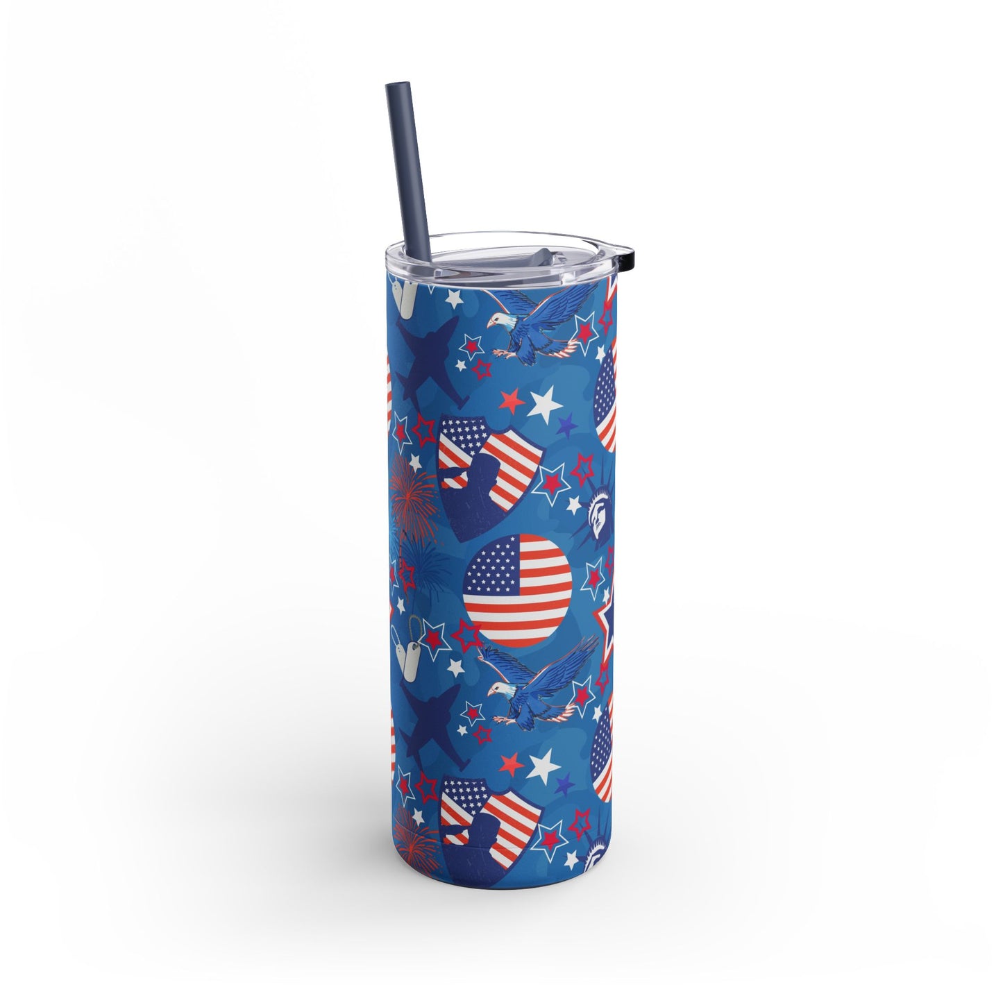 Patriot Duty Skinny Tumbler with screw-on slide