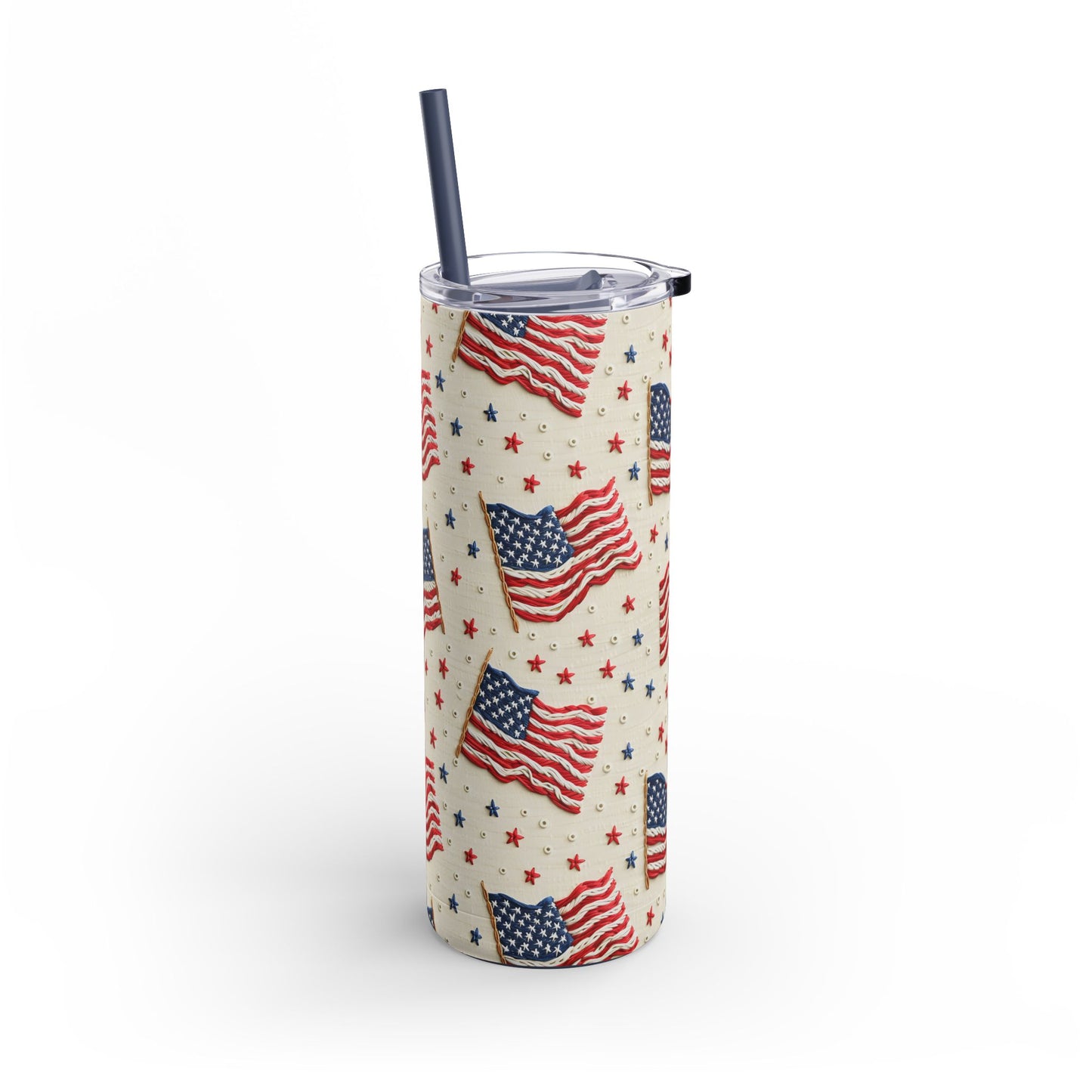 Flag of Freedom Skinny Tumbler with screw-on slide