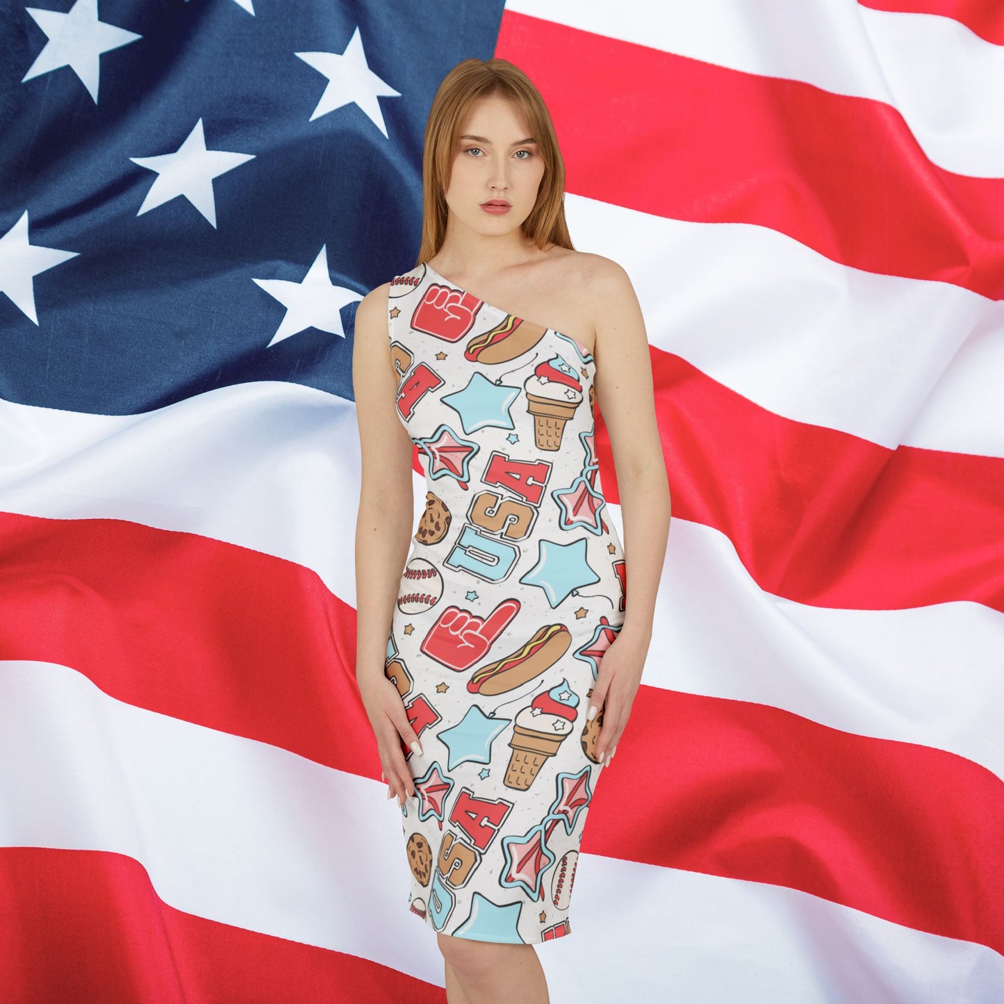 American Treats One Shoulder Dress