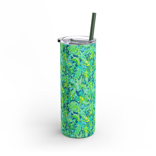 Emerald Mermaid Skinny Tumbler with screw-on slide