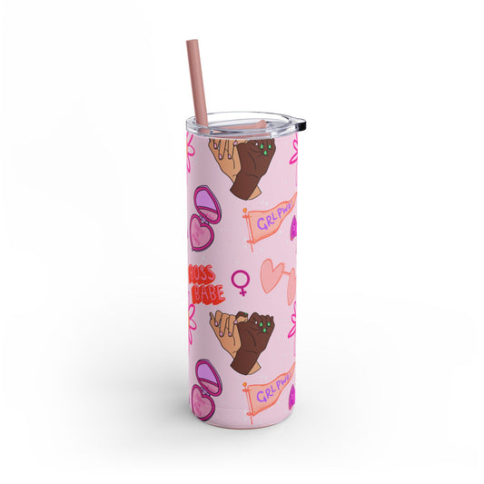 Celebrate Her Power Skinny Tumbler with screw-on slide