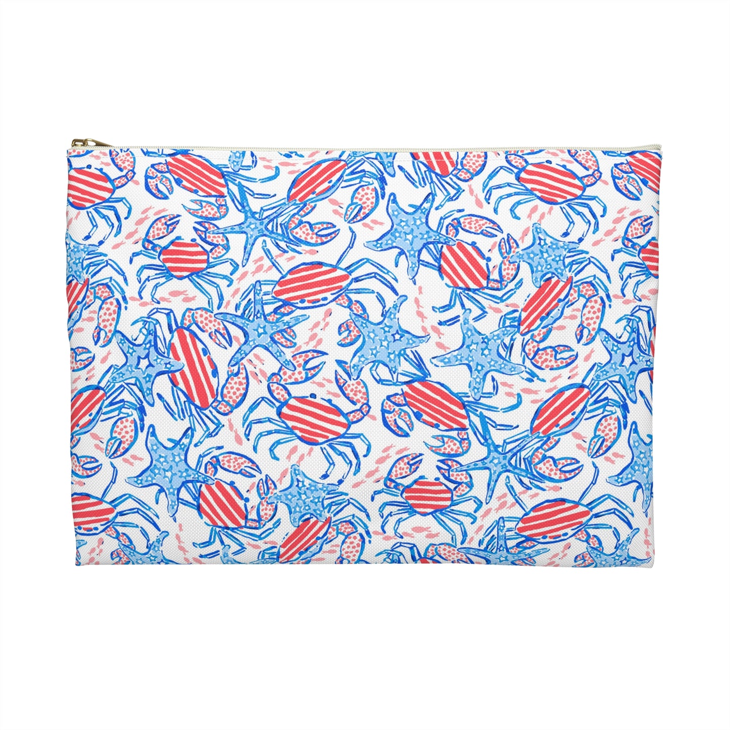 Patriotic Crab & Seashell Accessory Pouch