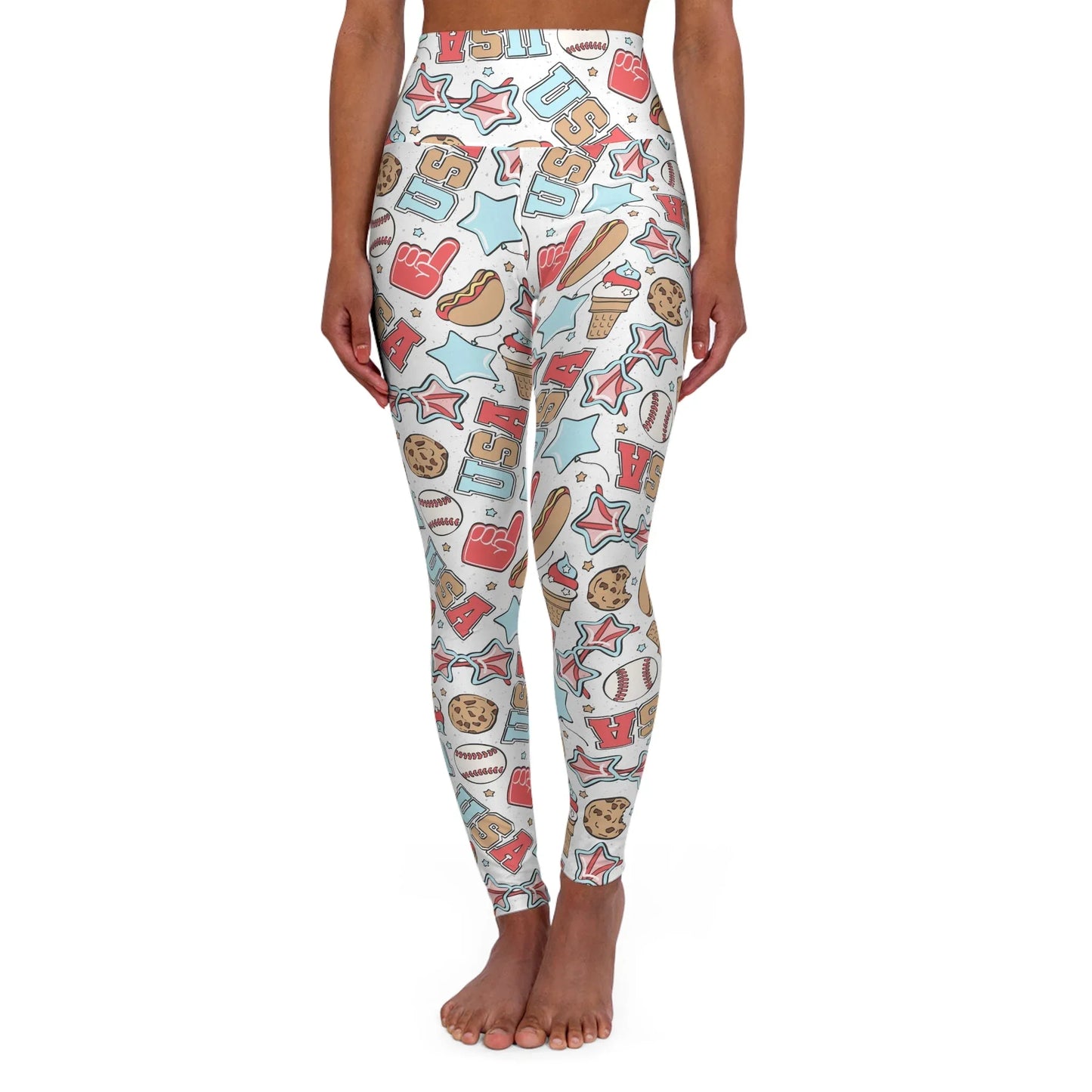 American Treats High Waisted Yoga Leggings - XS - All Over Prints