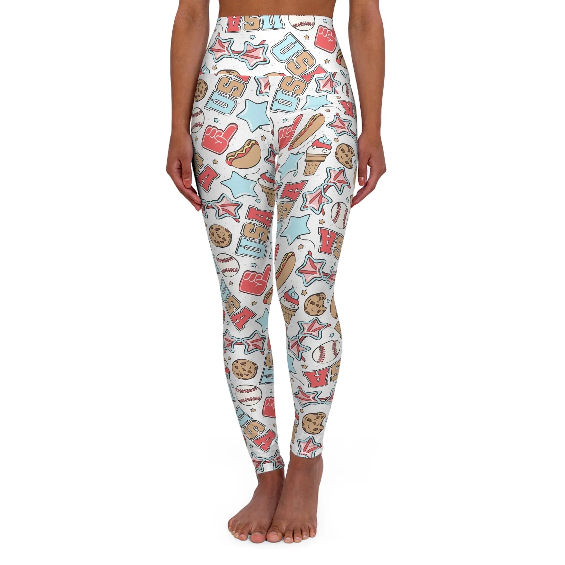 American Treats High Waisted Yoga Leggings - XS - All Over Prints