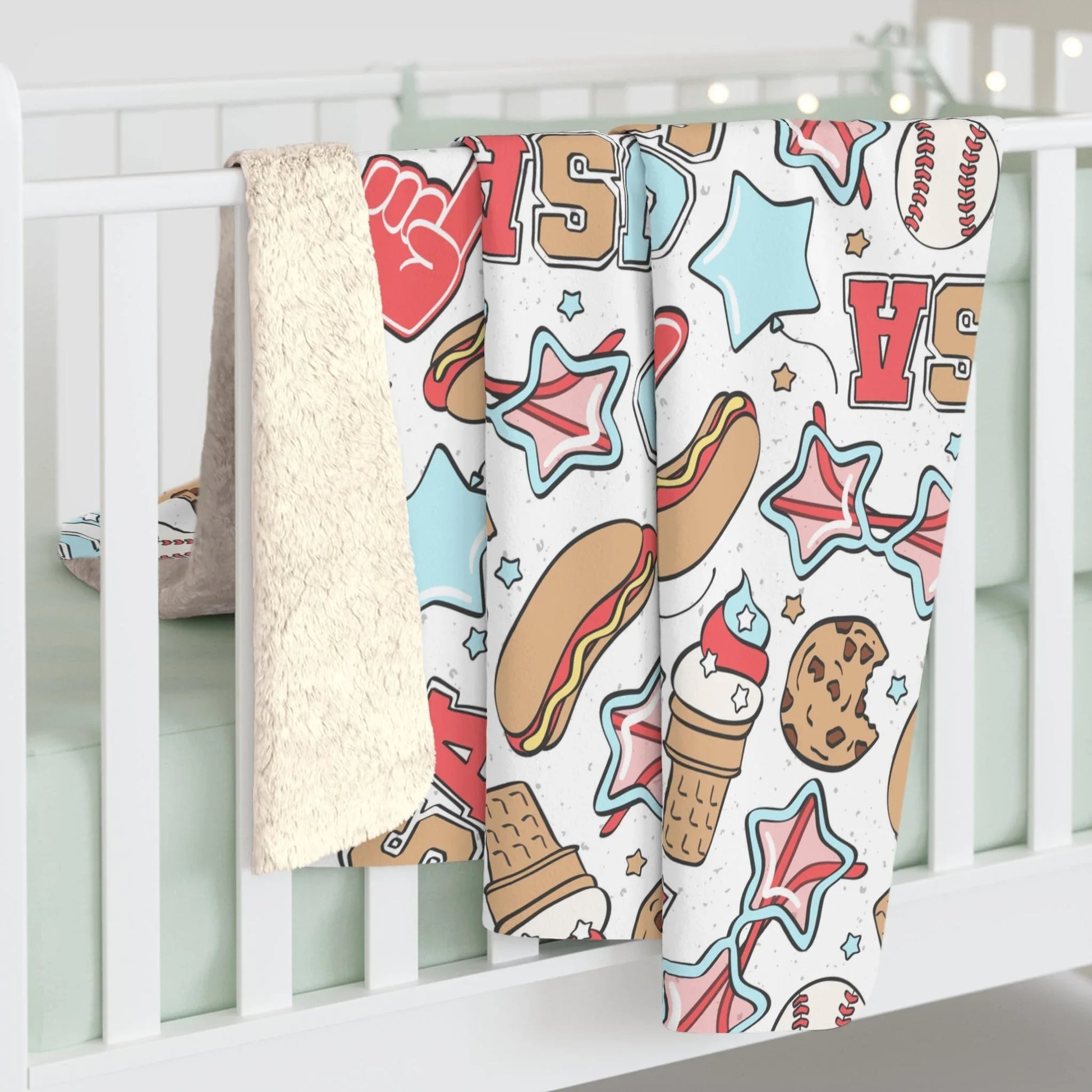 American Treats Sherpa Fleece Blanket - 50’’ × 60’’ - Home Decor