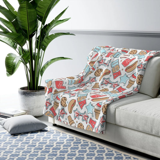 American Treats Sherpa Fleece Blanket - 50’’ × 60’’ - Home Decor