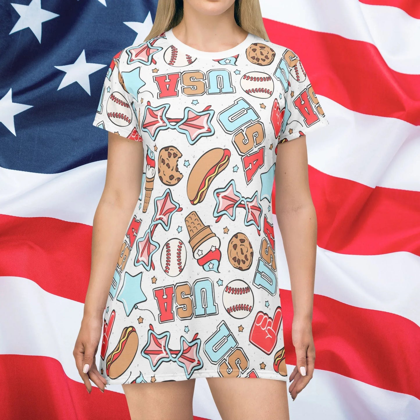 American Treats T-Shirt Dress - All Over Prints