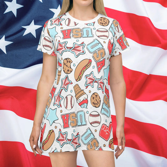 American Treats T-Shirt Dress - All Over Prints
