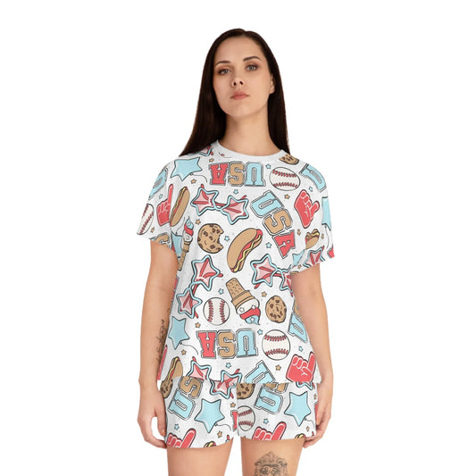American Treats Women’s Short Pajama Set - All Over Prints