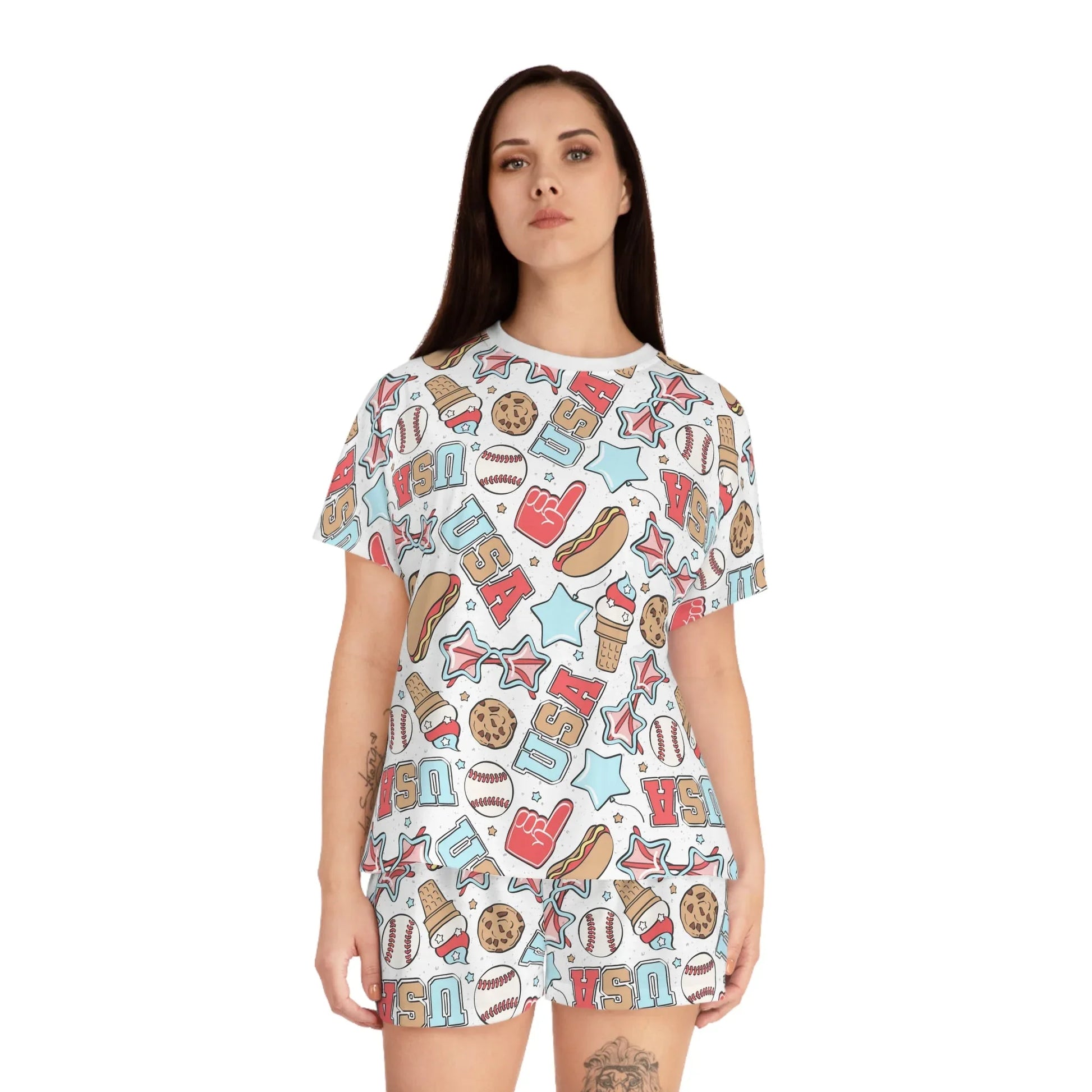American Treats Women’s Short Pajama Set - All Over Prints