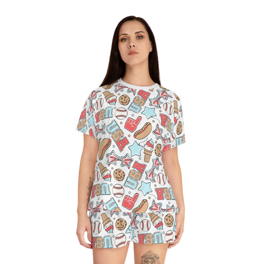 American Treats Women’s Short Pajama Set - All Over Prints