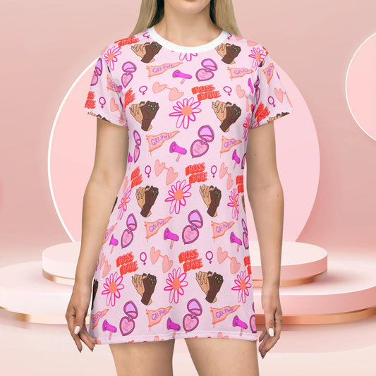 Celebrate Her Power T-Shirt Dress - All Over Prints